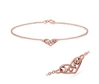 Rose Gold Plated Heart and Love Silver Bracelet BRS-10-RO-GP